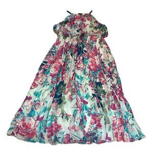 MSK  Halter, Blouson Floral Tropcal Maxi Dress, Formal, semi formal, cruise, 22W